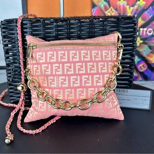 FENDI Pink pouch crossbody or shoulder bag with card